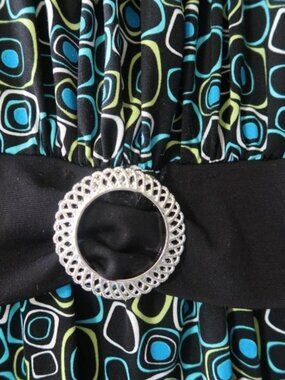 Blue and black Janan's top with belt detail